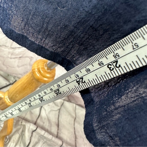 Talbots petite Navy peasant Blouse White Embroidery flowy nautical beach sz XLp - Picture 4 of 9